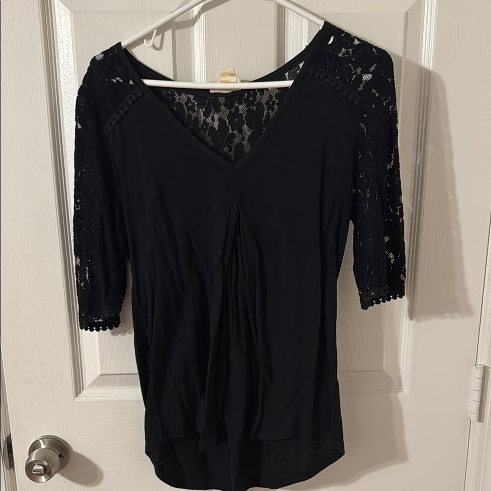 Meadow Rue Black Embellished Fitted Blouse